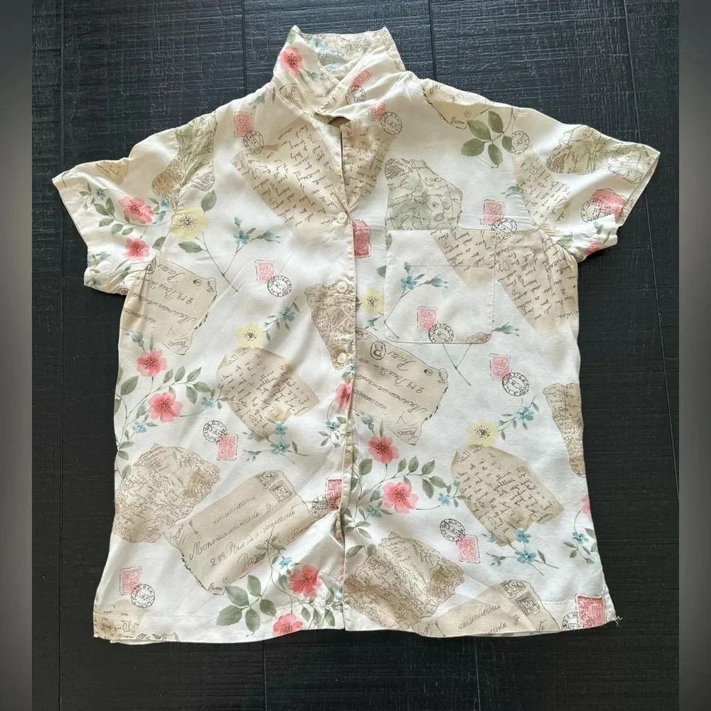 Liz Claiborne Size Small Petite Petite(PP) Floral Collar button up Shirt